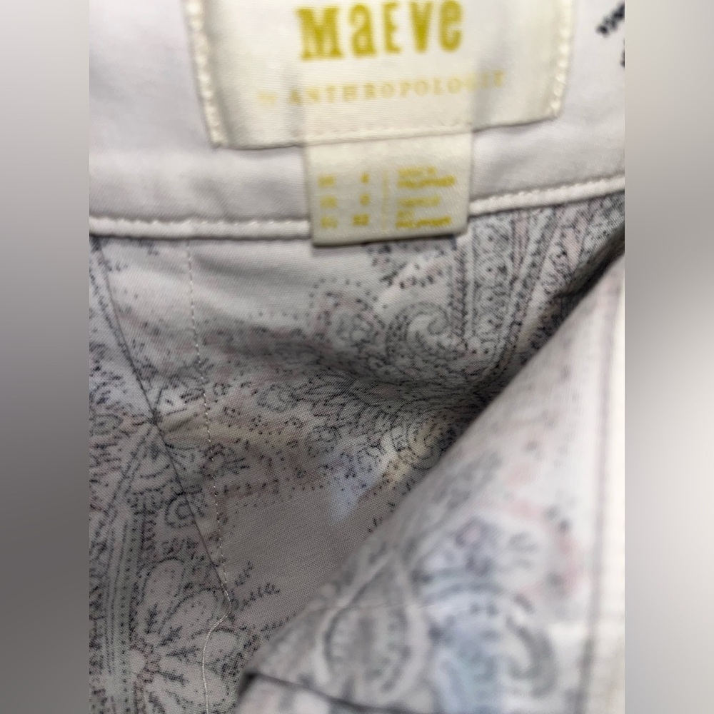 Maeve Kaleidoscope Button-Front Pencil Skirt Size 0 Ivory Paisley Anthropologie - Picture 7 of 7